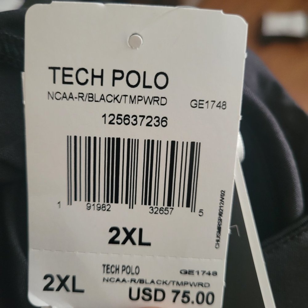Rutgers Scarlet Knights Adidas Tech Polo Football Coach Shirt Black GE1748 XL 2X - Picture 8 of 8